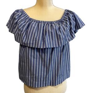 Wilfred Aritzia  Striped Blue White Off the Shoulder Top Small